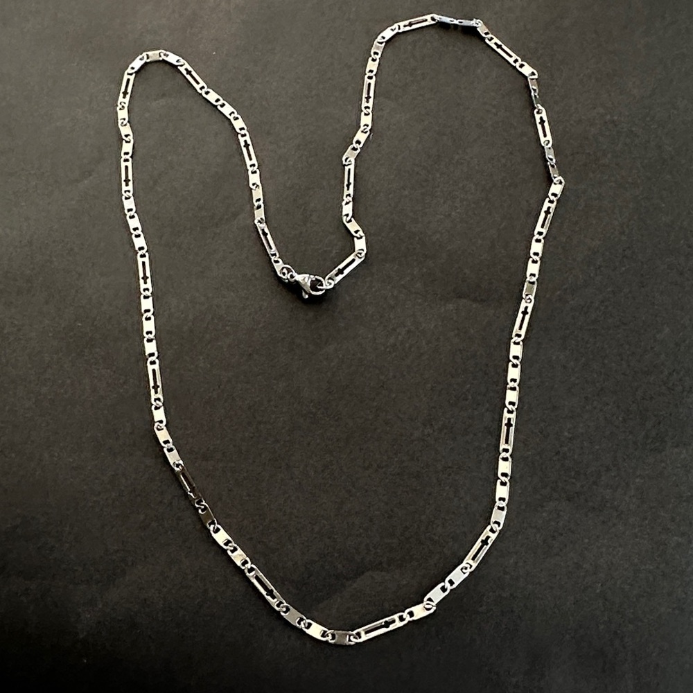 White gold filled cross Link Necklace